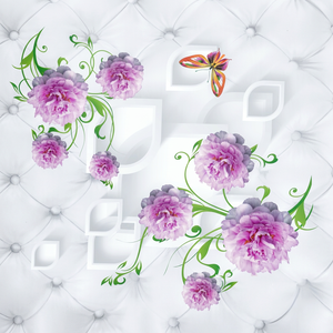 Plaques de plafond décoratives en PVC brillant, motif floral géométrique artistique, imperméables, à poser, revêtement filmé - Product Image 1