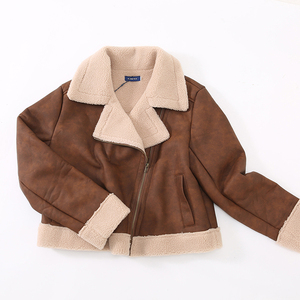 Vestes en Faux Daim Automne Décontractées Coupe-Vent Vintage Courtes à Fermeture Éclair Blousons Moto Courts pour <span class=keywords><strong>Femme</strong></span> - Product Image 1