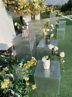 Décoration de mariage cristal carré, 1 pièce, Guide route carré Transparent, ornements de Table pour Dessert, accessoires de fête