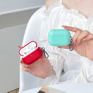 Estuche para Auriculares de Cuero PU con Diseño de Lichi y Hebilla Metálica, Color Sólido, para <span class=keywords><strong>Airpods</strong></span> 1 2 3 4 <span class=keywords><strong>Pro</strong></span> 2 3 - Product Image 4