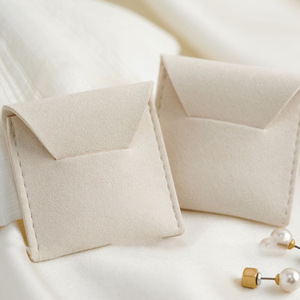 Simple solid color microfiber jewelry bag/<b>envelope</b>/flip-top ring/jewelry bag/antique/ornament storage bag; logo can be added. - Product Image 3
