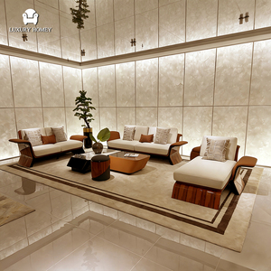 Divani di Alta Gamma con Braccioli in Legno Massello Stile Ala, Personalizzazione per Soggiorno di Hotel di Lusso, Fornitore di Mobili Foshan - Product Image 3