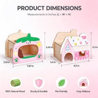 Rumah Hamster Kayu Semi Tertutup Motif Gingerbread Stroberi, Sarang Hewan Peliharaan Kecil yang Nyaman, Grosir, Supplier OEM ODM
