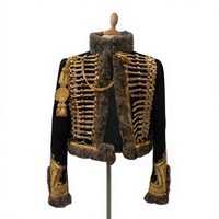 Veste d'hiver gothique pour homme en laine croisée, style hussard, avec broderie squelette dorée, imperméable et respirante, enduite