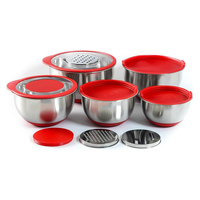 Ensemble de bols mélangeurs personnalisés antidérapants en acier inoxydable avec couvercle-râpe pour la restauration, le camping, style moderne