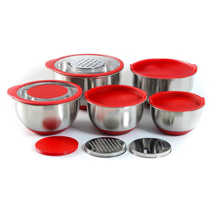 Juego de Tazones para Mezclar Personalizados, Antideslizantes, de Acero Inoxidable, con Tapa y Rallador, para Catering, Camping, Modernos - Product Image 2