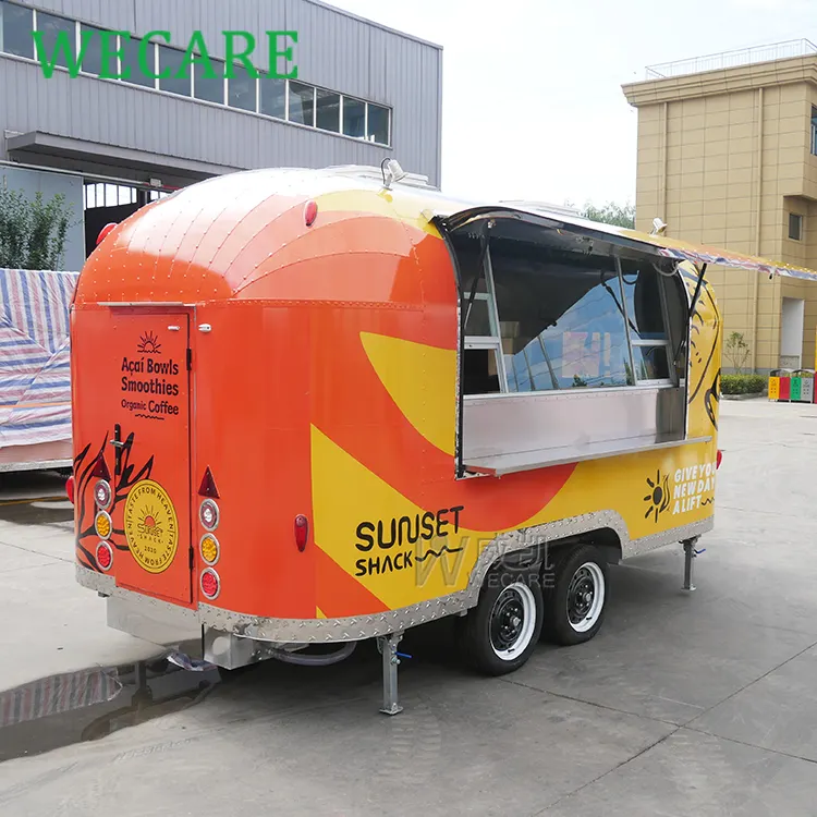 Wecare OEM Mobile Capsule Fast Food Trailer Ice Cream Snack Vending Cart Customized Food Trailer With Full Kitchen Equipments