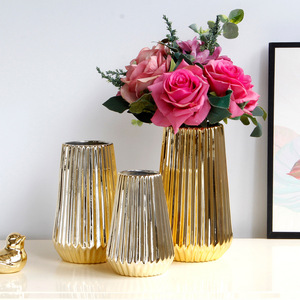 Gold Ceramic Art Deco Wedding Home <b>Decor</b> <b>Vase</b> Embossed Flower Holder Holds Water Desktop Entryway - Product Image 4