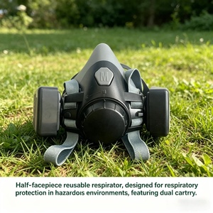 Respirador de Media Cara Nuevo y Más Vendido, Máscara de Gas de Alta Protección <span class=keywords><strong>con</strong></span> Doble Filtro para Pulverización, Pulido y Manipulación de Productos Químicos - Product Image 3