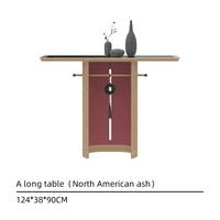 Nouvelle table console étroite en bois massif de style chinois, noyer noir de luxe, avec plateau en dalle de roche pour hôtel, chambre à coucher, salon