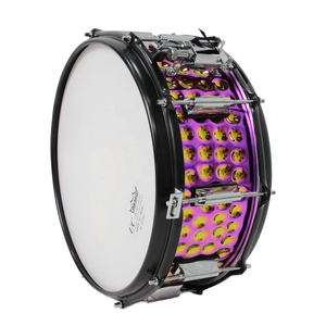 Diseño Especial, Hermoso Color, Tambor Metálico de Acero de 14 Pulgadas x 6.5 Pulgadas, Perforado a Mano, con Parche <span class=keywords><strong>REMO</strong></span> y Abrazaderas LP - Product Image 1