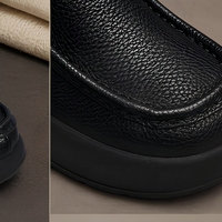 Bottes de neige noires pour hommes Varsavvas en cuir à motif litchi, chaudes, à semelle plateforme épaisse, avec doublure en laine d'agneau