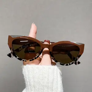 2024 moda ins estilo personalizado polígono pequeño marco gafas de sol barato logotipo personalizado retro mujeres ojo de gato gafas de sol