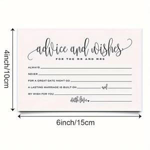 Paquete de 50 Tarjetas de Consejos y Deseos para Bodas, Diseño con Escritura a Mano, Tarjetas de Felicitación para Despedida de Soltera y Recepción de Boda - Product Image 4