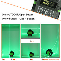 Niveau laser vert 4D 16 lignes de qualité industrielle, auto-nivelant 360° horizontal et vertical avec affichage LCD numérique