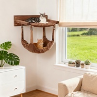Hamac mural pour chat en gros, double couche, en bois massif, avec coussin amovible, structure d'escalade multifonctionnelle pour chat d'intérieur