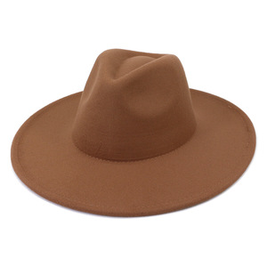 2023 Solid Color Polyester Cotton Vegan Material Large Brim Fedora <strong>Hat</strong> for Women <strong>Men</strong> Party Music <strong>Festival</strong> Fashion Fedora <strong>Hats</strong> - Product Image 2