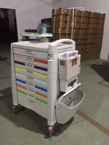 Chariot d'urgence en ABS médical Ginee pour la clinique Chariot de traitement de médicaments en plastique - Product Image 3