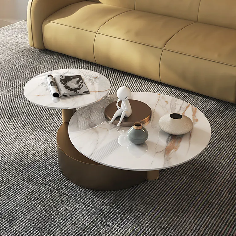 Foshan Möbel Moderner Luxus Gold Salon Wohnzimmer Center Kaffee Weiße Marmorplatte Set Ovaler Couch tisch