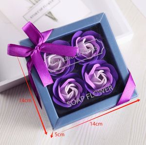 Scatola regalo Multi colore fiore rosa artificiale testa di san valentino rosa rosa sapone fiore scatola con fiocco - Product Image 2