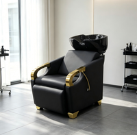 Fauteuil de lavage moderne pour salon de coiffure avec bac à shampoing intégré, idéal pour barbiers