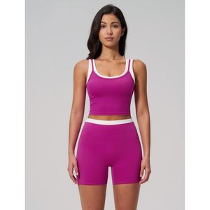 Ensemble de sport deux pièces pour femme : débardeur dos nu et short taille haute push-up, idéal pour le yoga et la gym, en Spandex et Polyester - Product Image 6