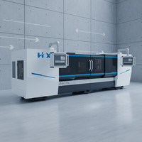 Tour CNC horizontal à double broche 4 axes à lit plat GSK HX-501800-160 de moyenne capacité avec système d'alimentation automatique pour tubes et arbres