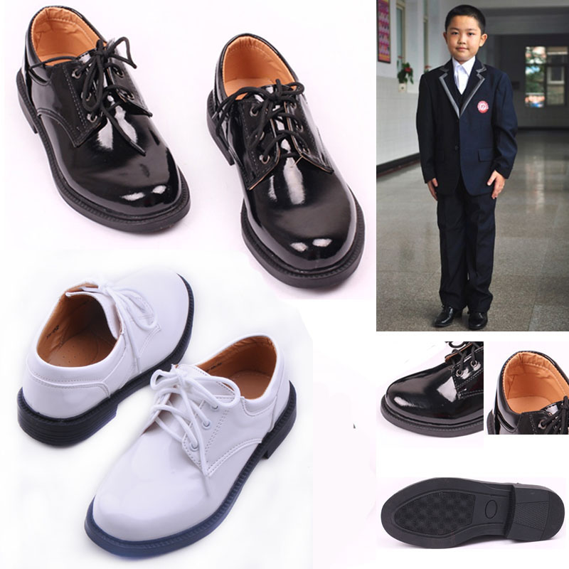 Popular new black boys British leather shoes, little boys stage children's shoes go to school