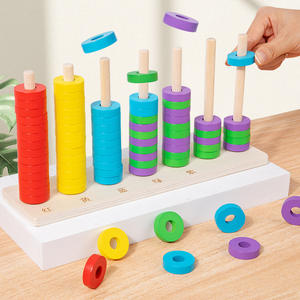 Support informatique unisexe en bois arc-en-ciel cercle nuage ensemble Montessori aides pédagogiques pour la <span class=keywords><strong>maternelle</strong></span> numérique pour enfants - Product Image 3