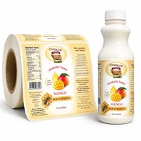 Étiquettes de bouteilles de lait personnalisées, durables, recyclables, en rouleau, autocollantes, imperméables, pour emballages de lait frais, yaourt, probiotiques