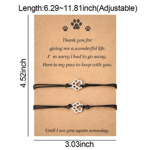 Wholesale 2PCS Dog Paw Print Bracelets <b>Memorial</b> <b>Gifts</b> Bracelet for Pet Loss of Sympathy <b>Gift</b> - Product Image 2