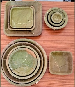 Ensemble de vaisselle Sal Leaf Assiettes jetables biodégradables écologiques Bols et couverts pour les fêtes de restauration de rue et le pique-nique - Product Image 1