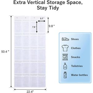 Over The Door <b>Shoe</b> Organizer 20 Mesh Pockets White Hanging Storage For <b>Shoes</b> Closet Pantry With <b>Hooks</b> - Product Image 3