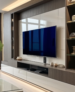 Meuble TV en bois minimaliste moderne avec fonction d'éclairage, support TV de luxe avec rangement, salon, chambre à coucher, salle à manger, hôtel, meubles de maison - Product Image 2