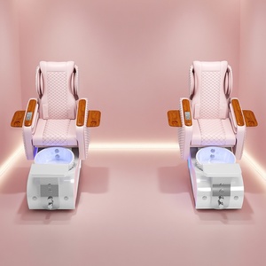 Sillón de Pedicura con Mesa de Manicura, Set de Muebles para Salón de Uñas, Estación de Pedicura Spa, Reposabrazos de Madera Rosa, Lavabo con LED - Product Image 2