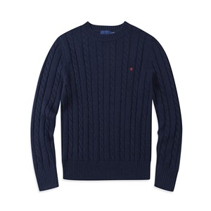 Suéter <span class=keywords><strong>de</strong></span> <span class=keywords><strong>punto</strong></span> trenzado <span class=keywords><strong>de</strong></span> algodón para <span class=keywords><strong>hombre</strong></span>, estilo <span class=keywords><strong>Ralph</strong></span> <span class=keywords><strong>Lauren</strong></span>, cuello redondo, antiarrugas, con logotipo bordado en la parte delantera, para invierno. - Product Image 3