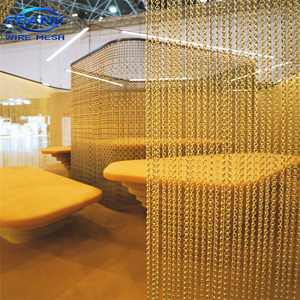 Cortina de malla metálica dorada brillante <span class=keywords><strong>para</strong></span> decoración de paredes y divisiones de restaurantes - Product Image 4