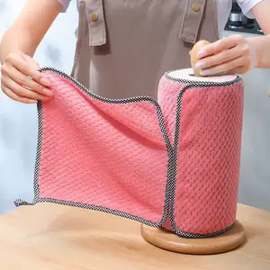 Kitchen daily dish towel kitchen rag non-stick oil thickened table cleaning cloth absorbent scouring pad