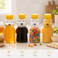 Botella exprimible de fábrica Honey Bear, tarros exprimibles Honey Bear, lindo contenedor vacío para almacenar y dispensar jarabe, salsa y zumo