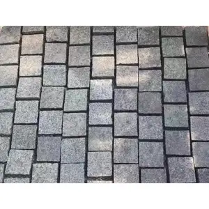 Shihui Tapetes para Pavimentação de Calçada de Pedra Natural, Tapete para Pavimentação de Calçada de Granito Preto escuro com Superfície em Chama