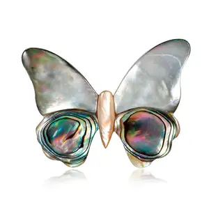 Vintage Fashion Bridal Wedding Butterfly Shape Natural Abalone Shell Jewelry Brooches