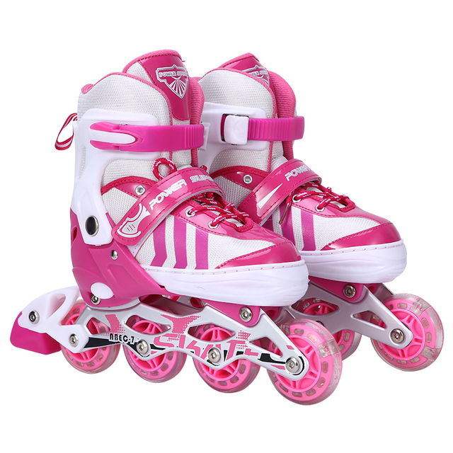EACH Kids Adjustable Inline Roller Skates with 4 Wheels Ruedas De Patin Skating Shoes for Girls and Boys for Winter Season