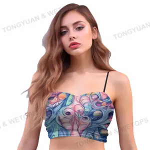 Custom Logo Kleding Vrouwen Tube Tops Bedrukt Strapless Hemd Meisjes Korte Tops Sexy Tube Tops Zomer Print Vest Voor Vrouwen