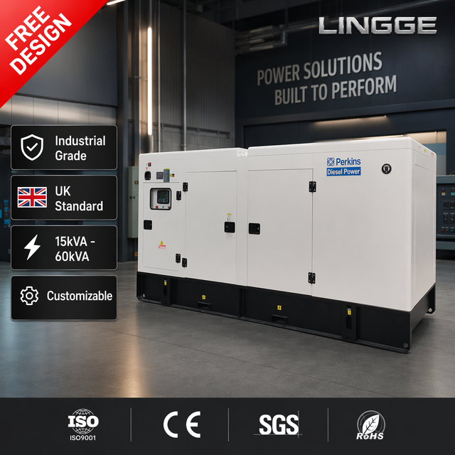 Industrial Diesel Generator Set Parkins 15-60kVA LINGGE Customizable UK Standard Silent Type Power Genset