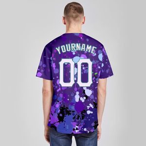 Jersey de béisbol personalizado 2025, diseño de grafiti de neón salpicado con número de nombre cosido/impreso, camisetas de uniforme de ventilador para hombres/mujeres - Product Image 4