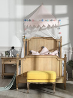 Cadre de lit en bois massif rainuré sur mesure, chêne cerisier, mobilier de chambre d'enfant, lit simple ou double