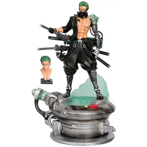 Anime Cyberpunk Zoro Ornament Standbeeld Mechanische Stijl Lichtbaar Model Cadeau Poppen