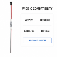 Contrôleur de bande LED Mini Dream Color DC5-24V SPI à fil unique, 3 touches, 600 pixels, SP002E, IC personnalisé RGB, sortie 3.5A, télécommande 30M