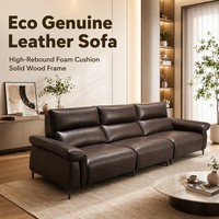Canapé Droit 3 Places en Cuir Écologique avec Cadre en Bois Massif, Style Minimaliste Moderne, Vente en Gros Premium pour Salon