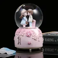 Bola de neve personalizada, bola de neve para casal inflável, água, globo de neve, presente para casal, dia dos namorados, romântico, vidro rosa, globo de neve